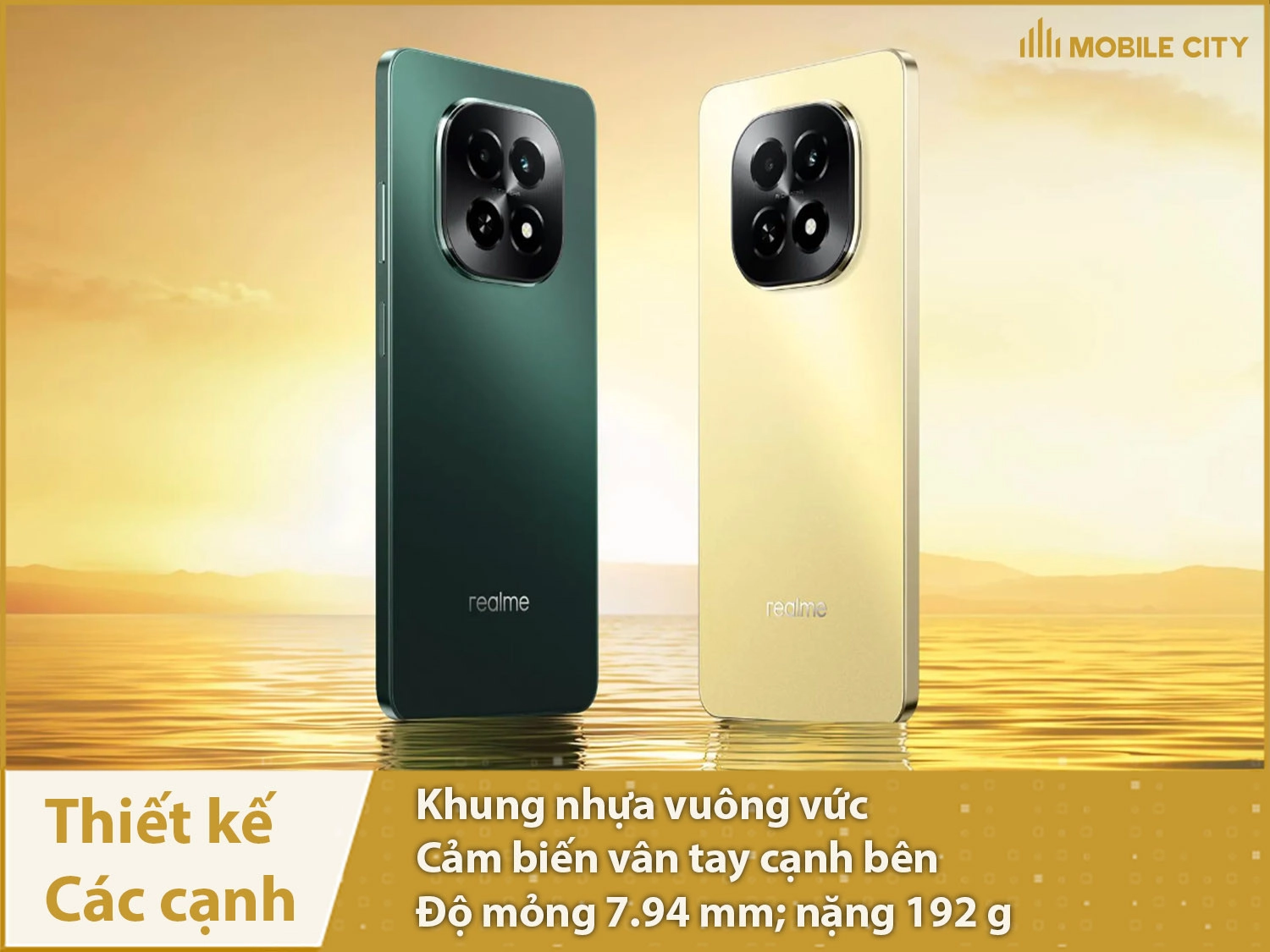 Khung nhựa vuông vức; Cảm biến vân tay cạnh bên