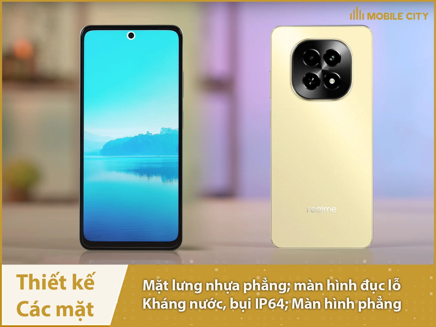 Mặt lưng nhựa phẳng, màn hình đục lỗ phẳng, có IP64