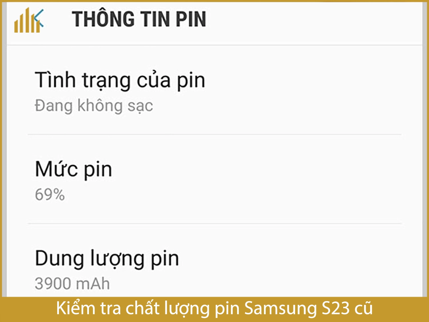 Kiểm tra chất lượng pin Galaxy S23 cũ