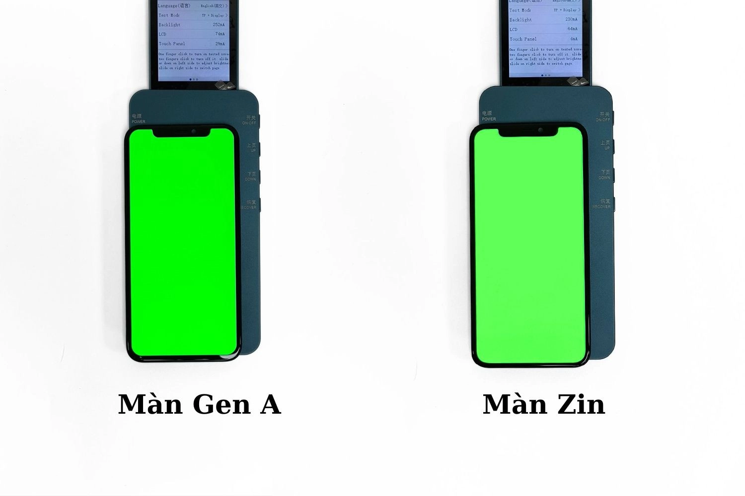 Thay màn hình Gen A iPhone XS, Độ sáng màn hình và độ tươi màu sắc trên màn Gen A kém hơn so với màn hình Zin