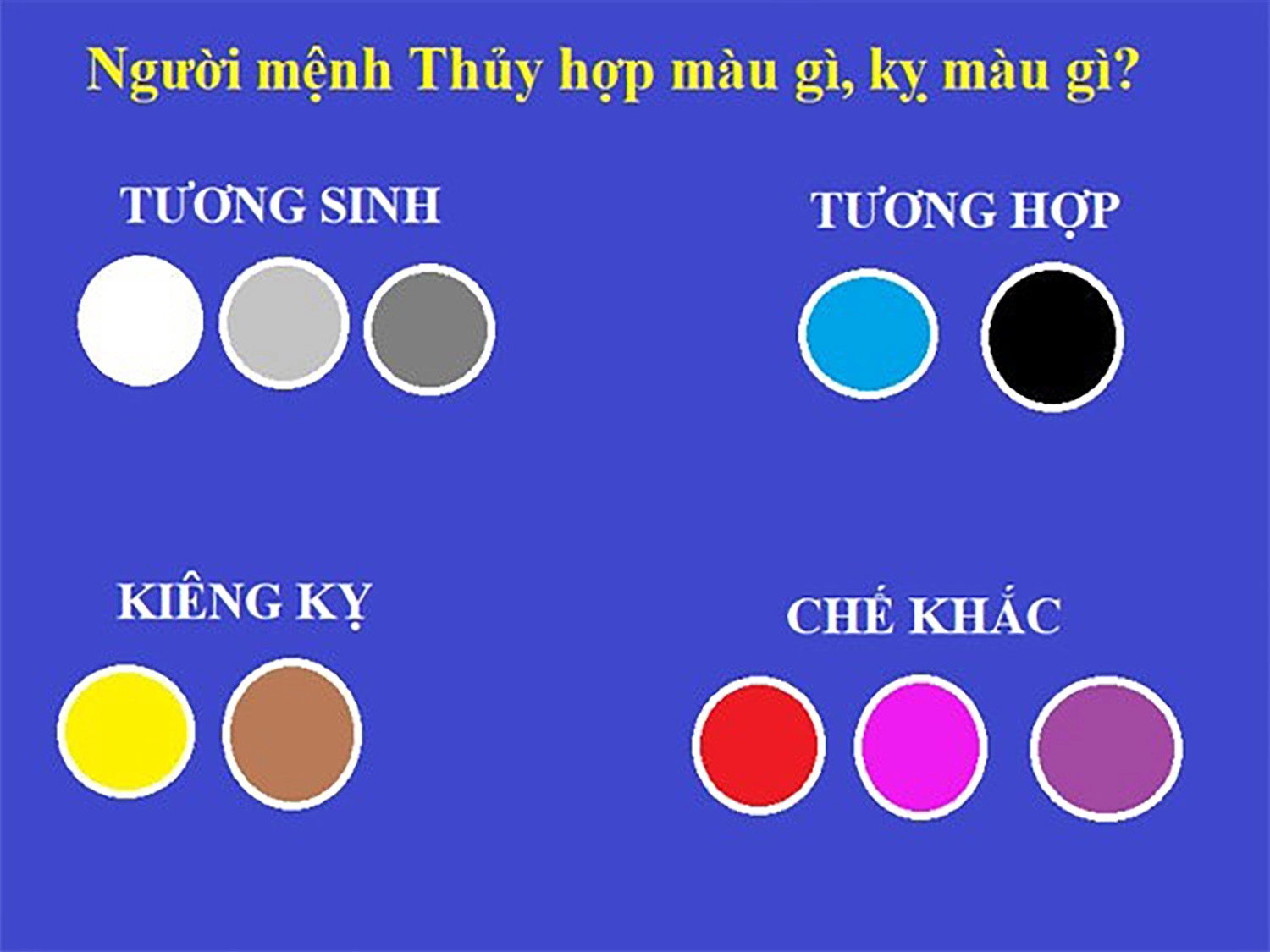 Bảng chọn màu cho mệnh Thủy