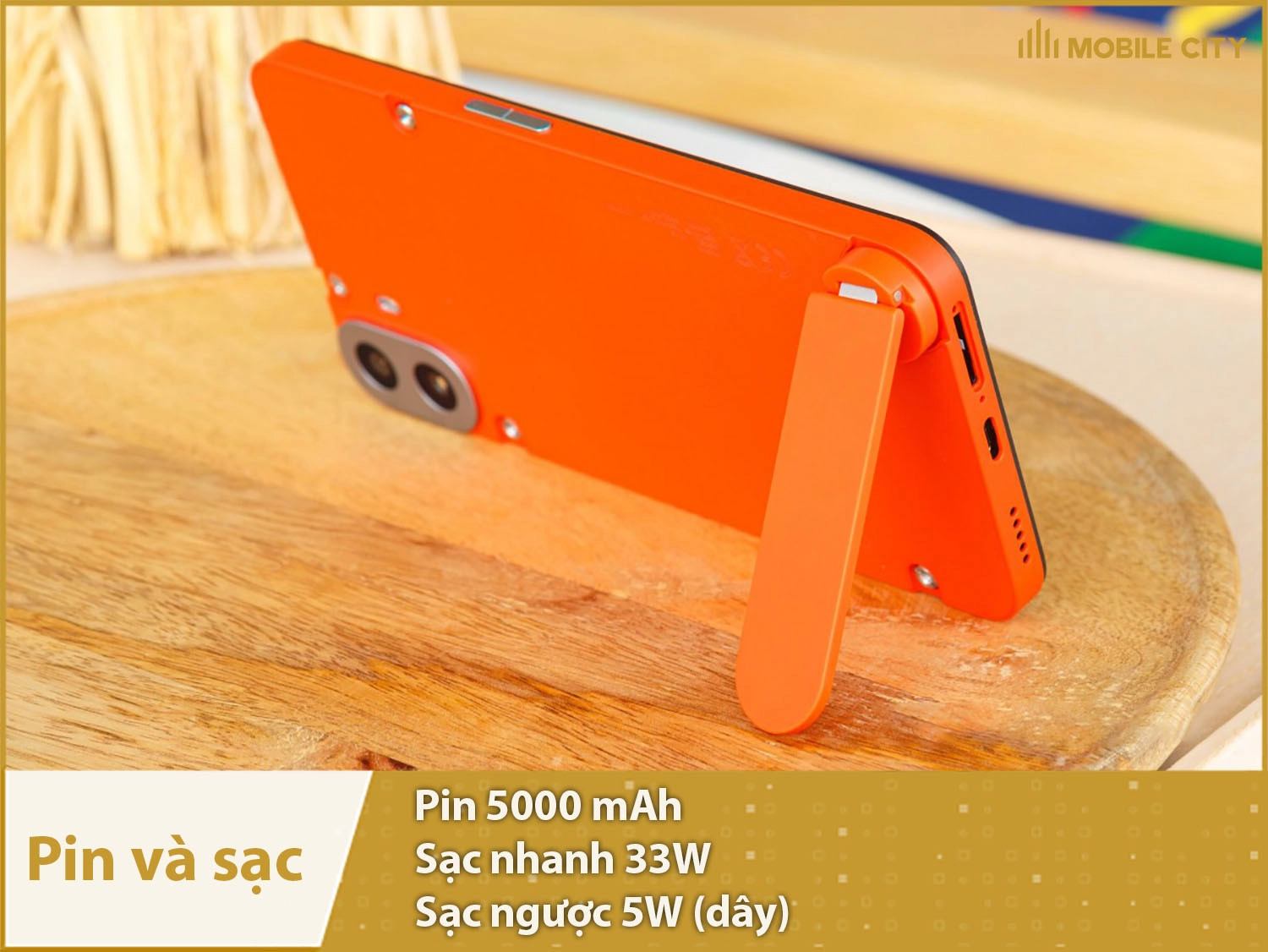 Pin 5000mAh, sạc nhanh 33W