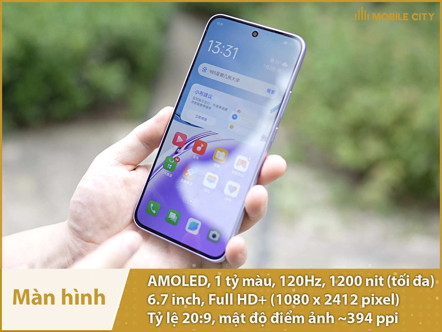 Màn hình AMOLED 120Hz, 1 tỷ màu, độ sáng cao 1200nit