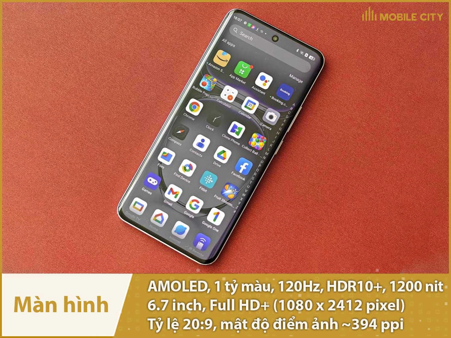 Màn hình AMOLED, 1 tỷ màu, 120Hz hiển thị siêu đẹp