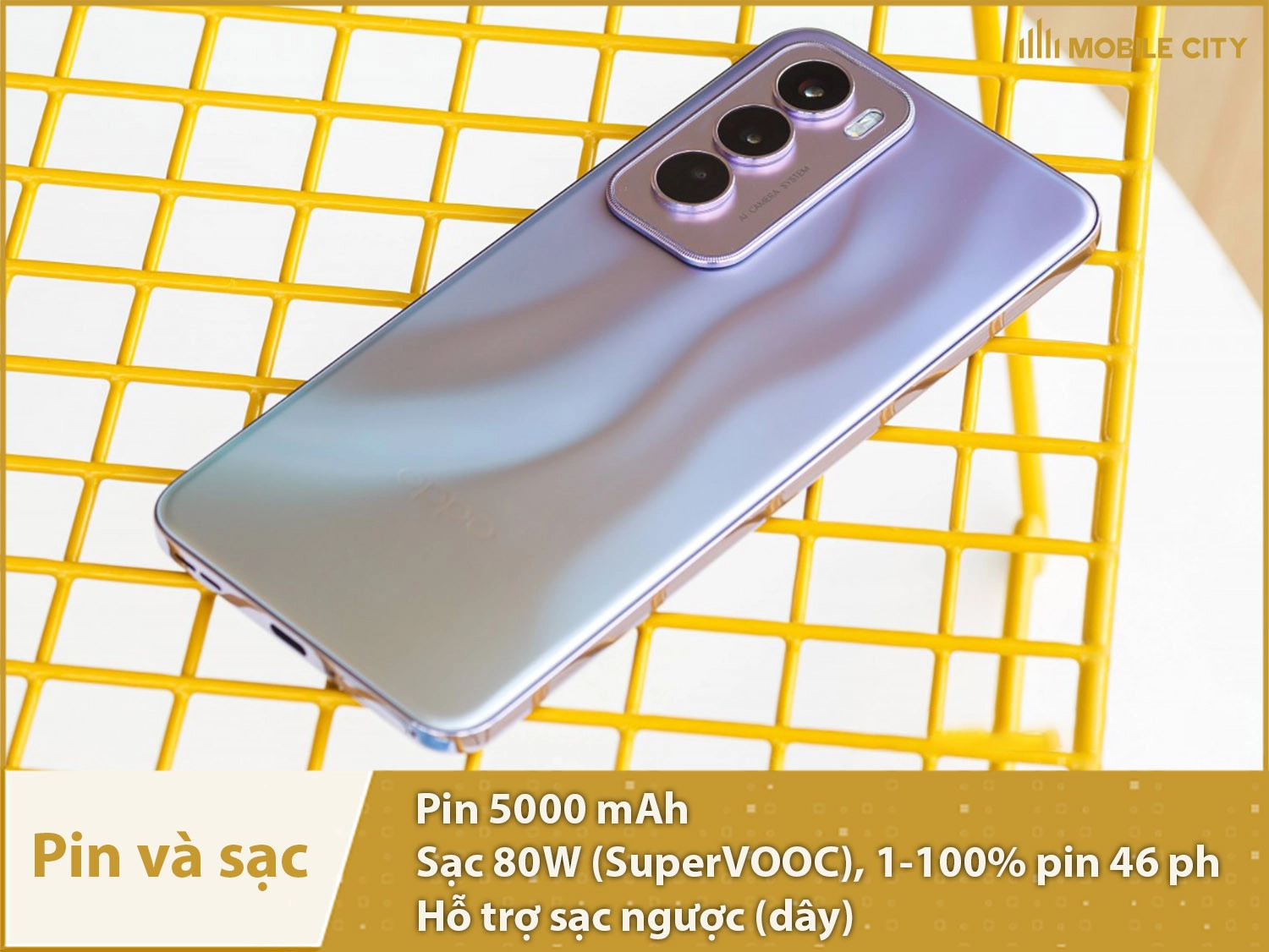 Pin lớn 5000mAh, sạc siêu nhanh SuperVOOC 80W