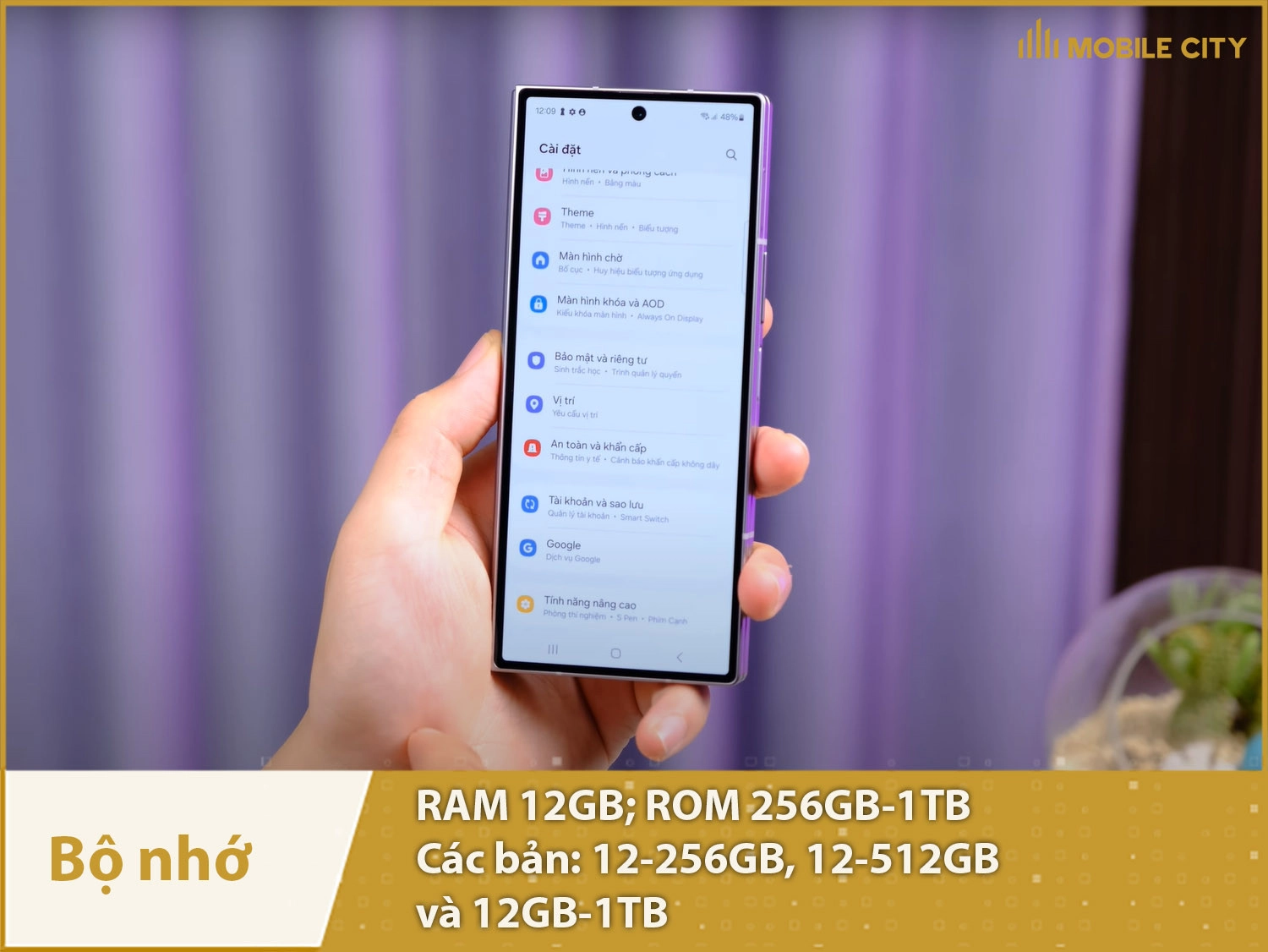 Samsung Galaxy Z Fold6 có 3 bản bộ nhớ: 256GB, 512GB và 1TB