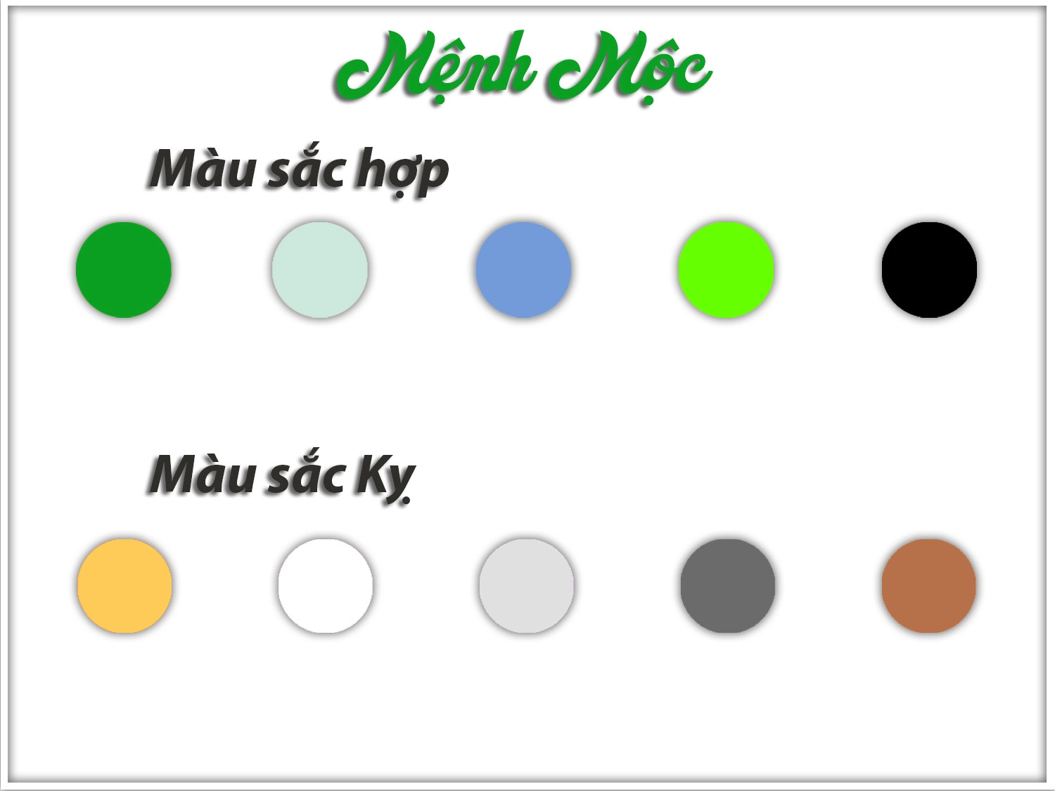 Bảng màu mệnh Mộc