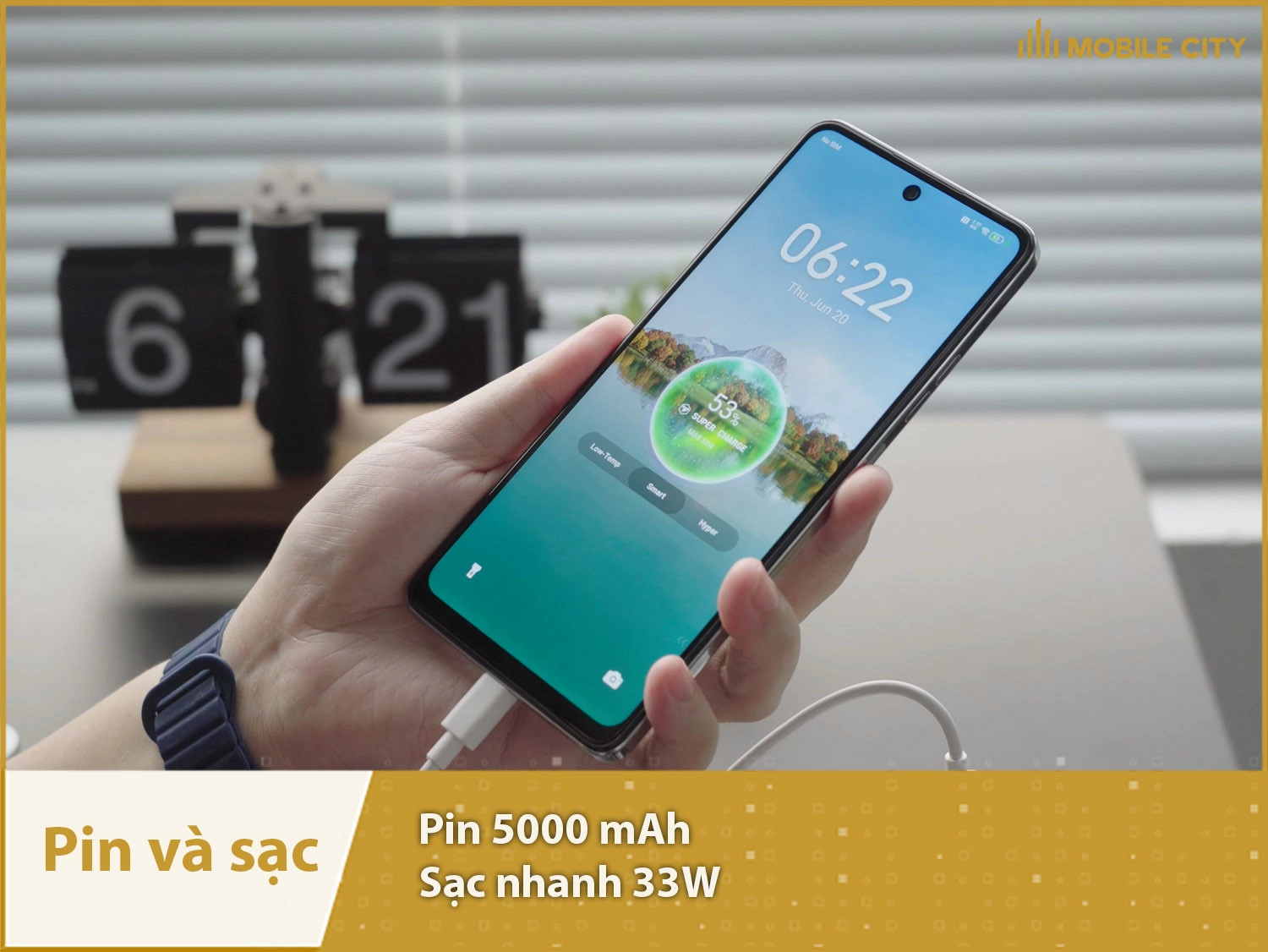 Pin dung lượng cao 5000mAh, sạc nhanh 33W