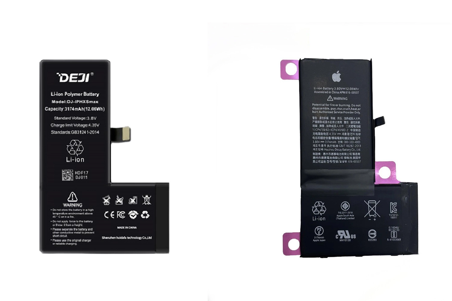 Thay Pin Deji iPhone XS Max, So sánh Pin Deji với Pin Zin Apple