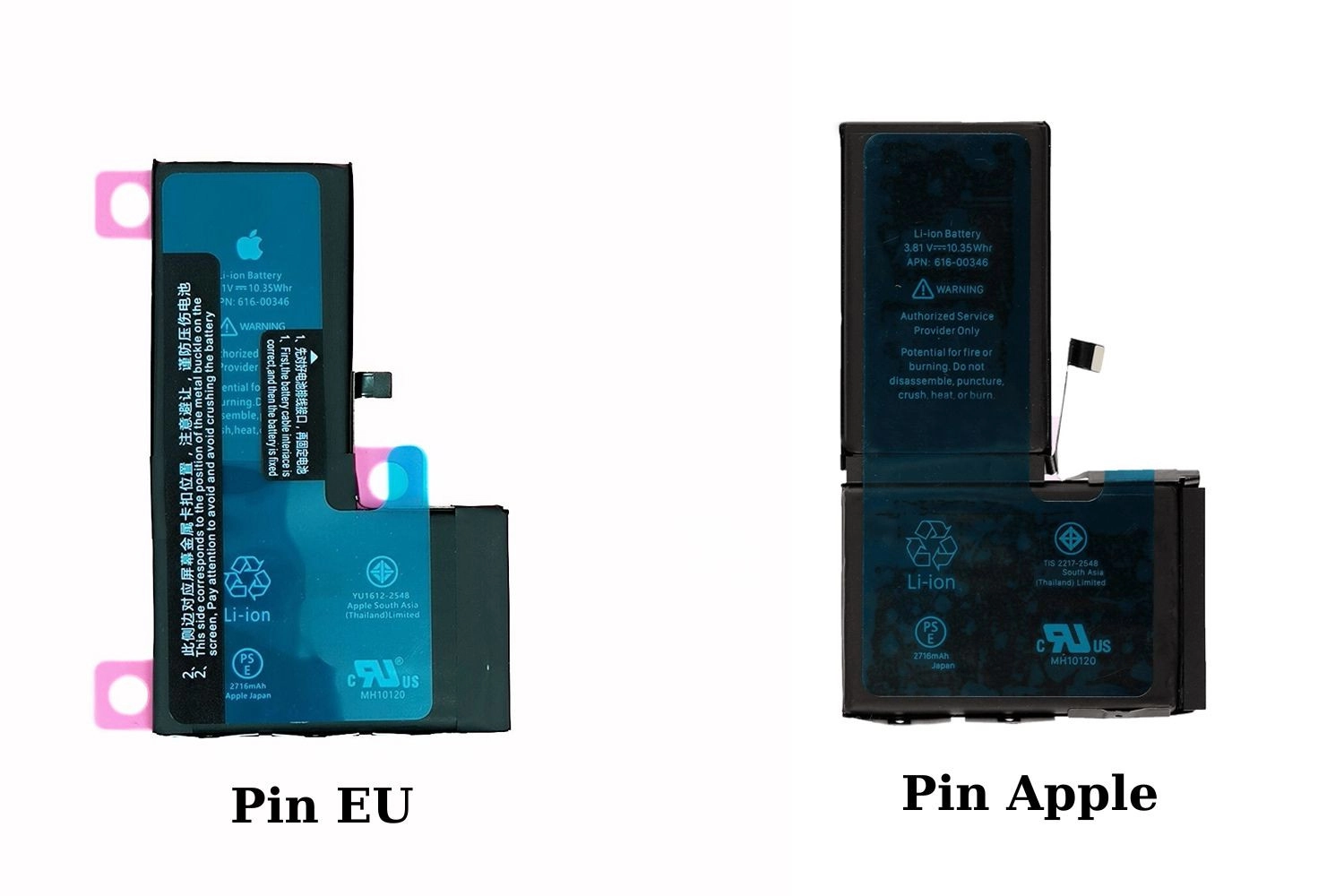 Thay Pin EU iPhone X, So sánh Pin EU với Pin Zin Apple