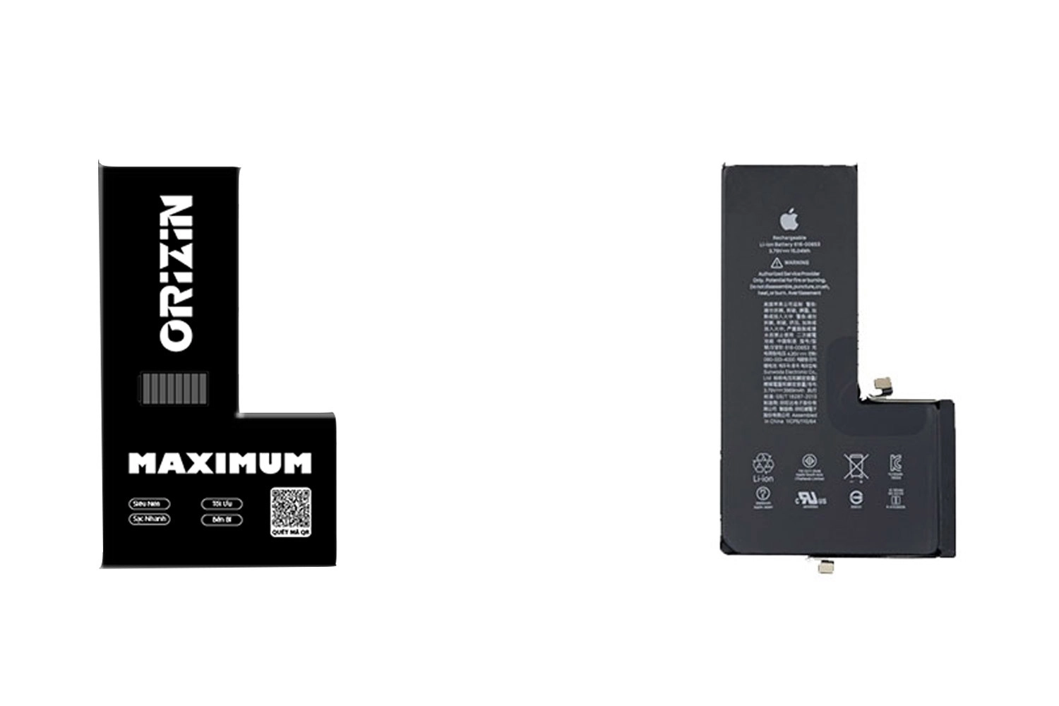 Thay Pin Orizin iPhone 11 Pro Max, So sánh Pin Orizin với Pin Chính hãng Apple'