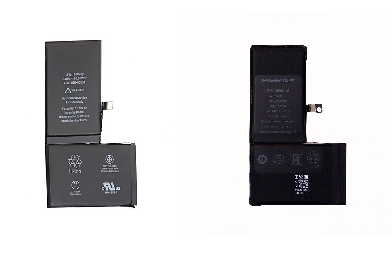 Thay Pin Pisen iPhone X, So sánh Pin Pisen và Pin gốc Apple