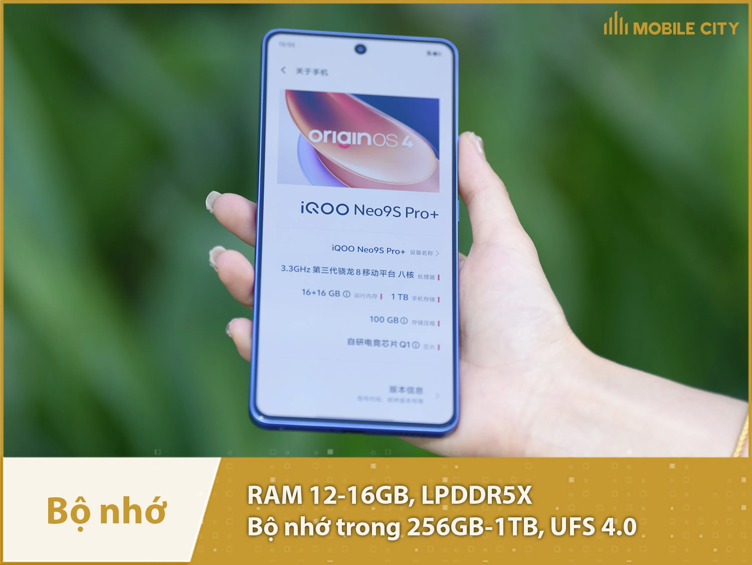 Vivo Neo 9S Pro Plus có RAM 12-16GB; bộ nhớ trong 256GB-1TB