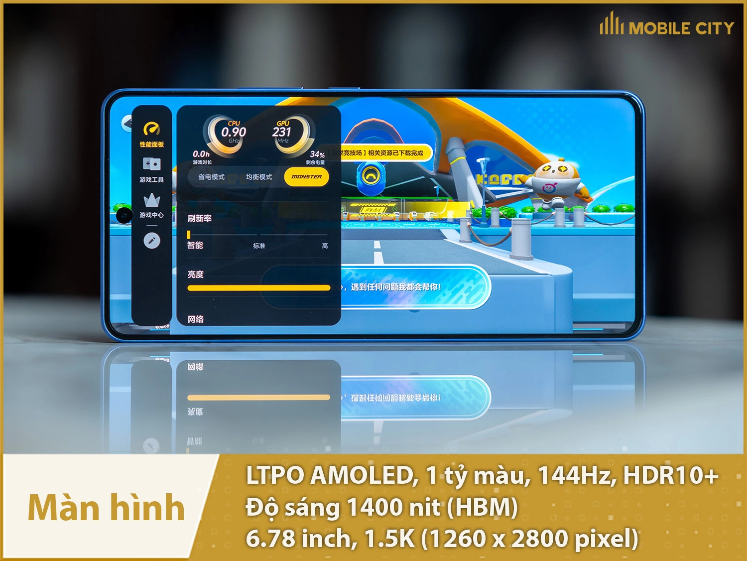 Màn hình LTPO AMOLED 144Hz, 1.5K hiển thị xuất sắc