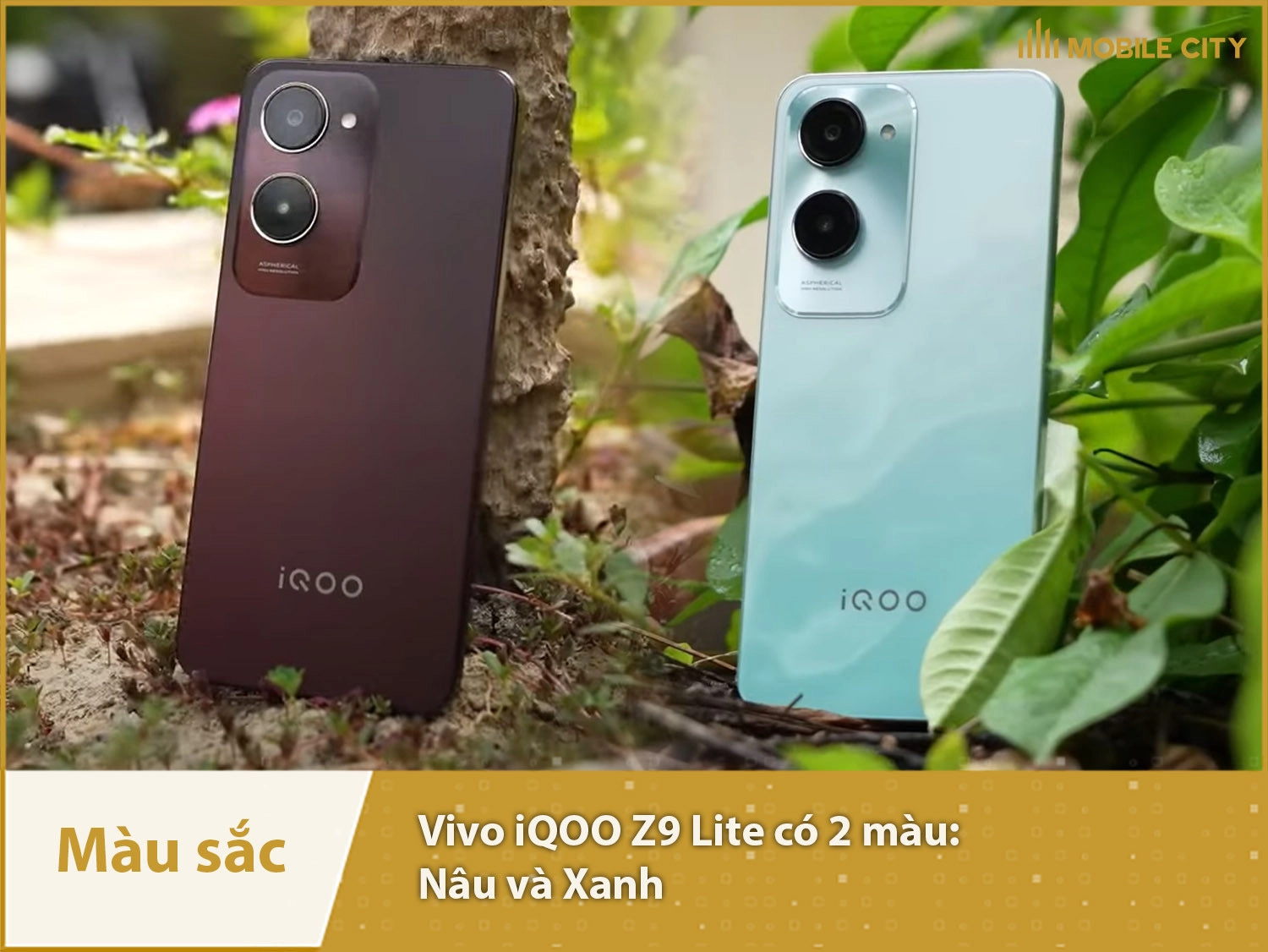 Vivo iQOO Z9 Lite có hai màu: Nâu và Xanh