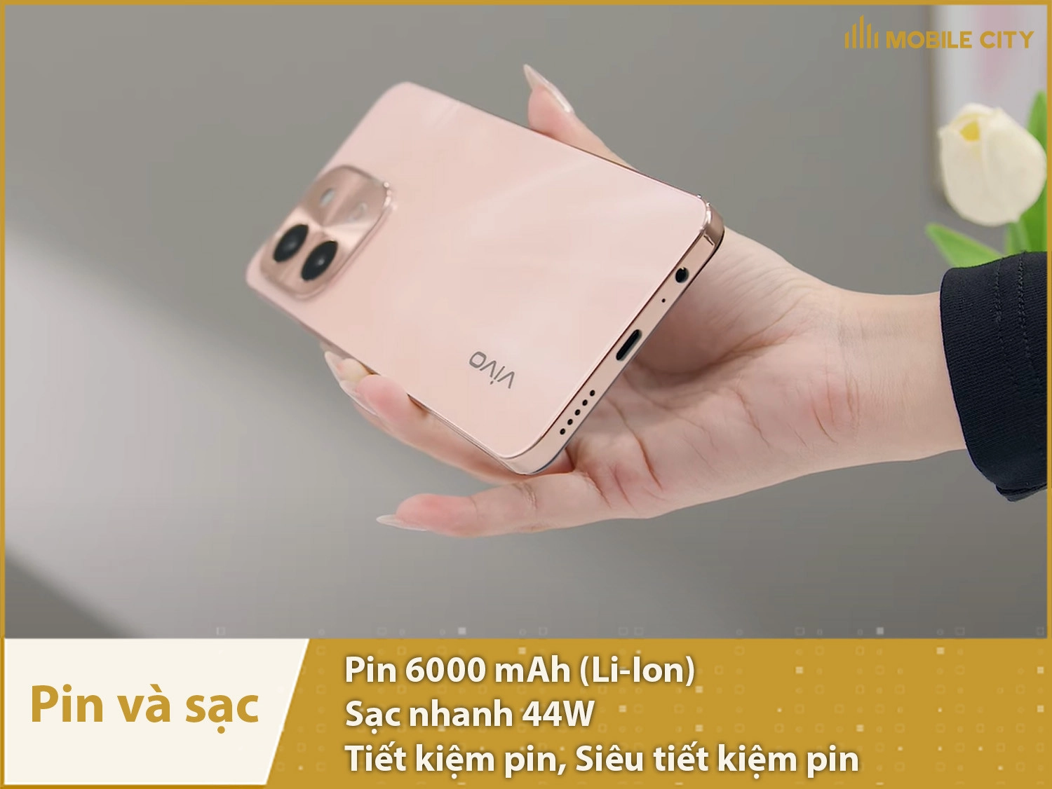 Pin cực khủng 6000mAh, sạc nhanh 44W