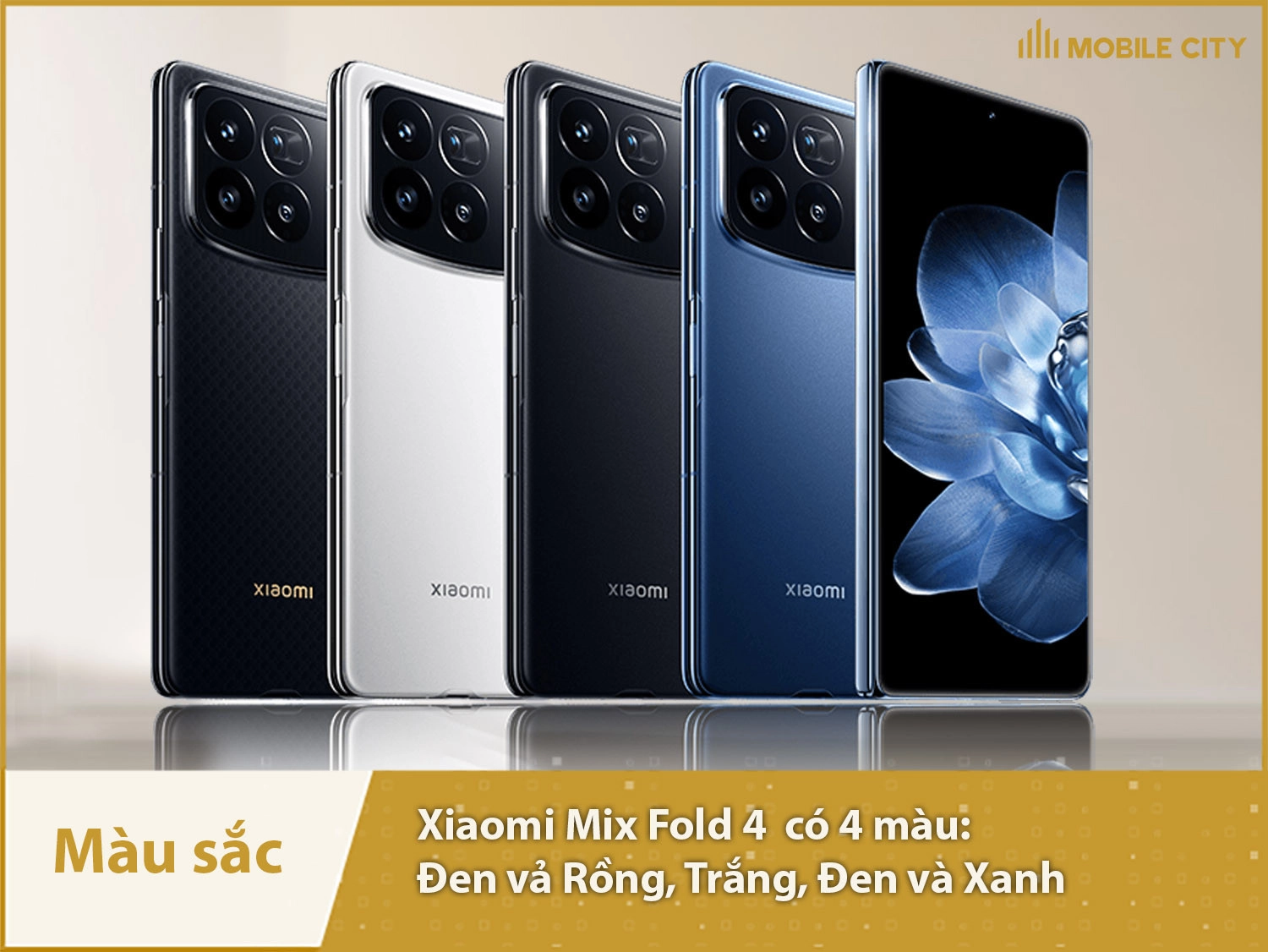 Màu sắc Xiaomi Mix Fold 4: Xanh, Đen, Trắng và Đen vảy Rồng