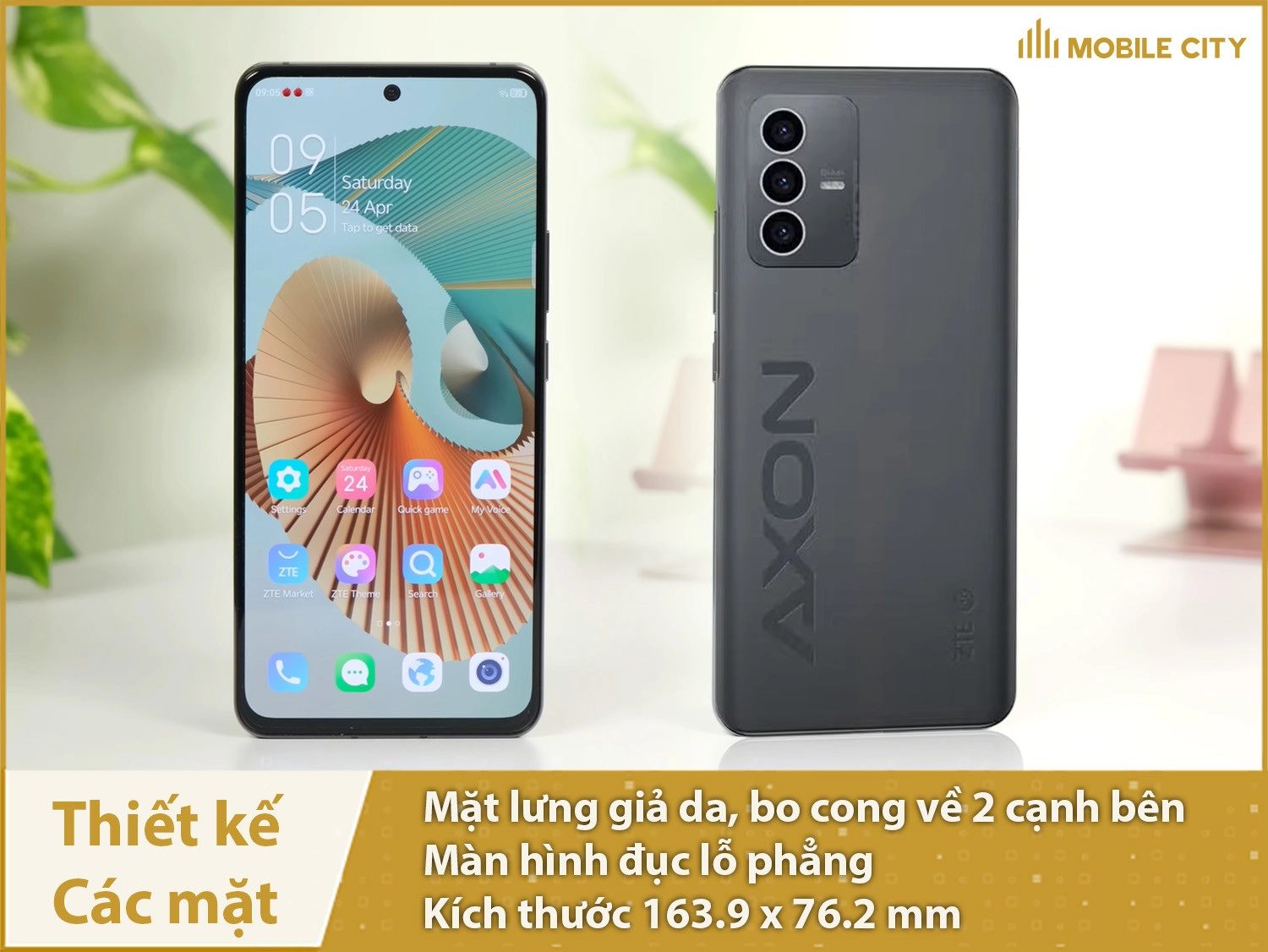 ZTE Axon A41 có thiết kế mặt lưng bo cong, màn hình đục lỗ phẳng