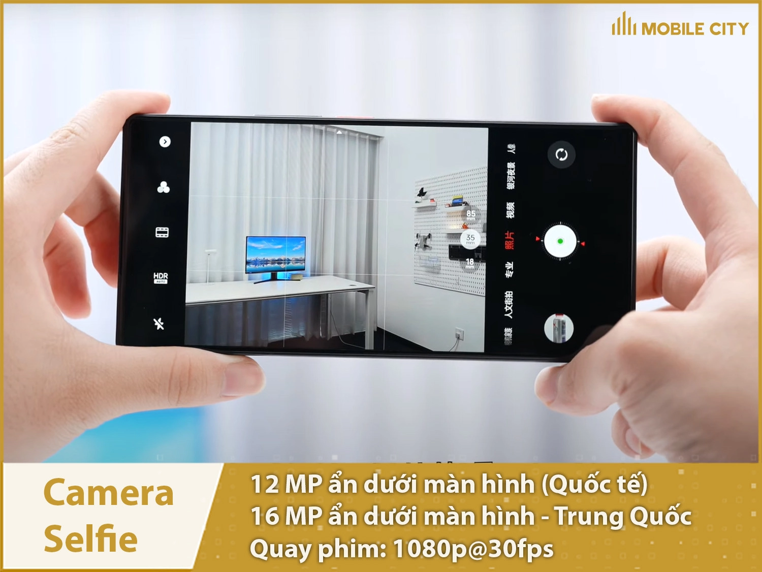 Camera selfie 12MP (quốc tế), 16MP (Trung Quốc) ẩn dưới màn hình