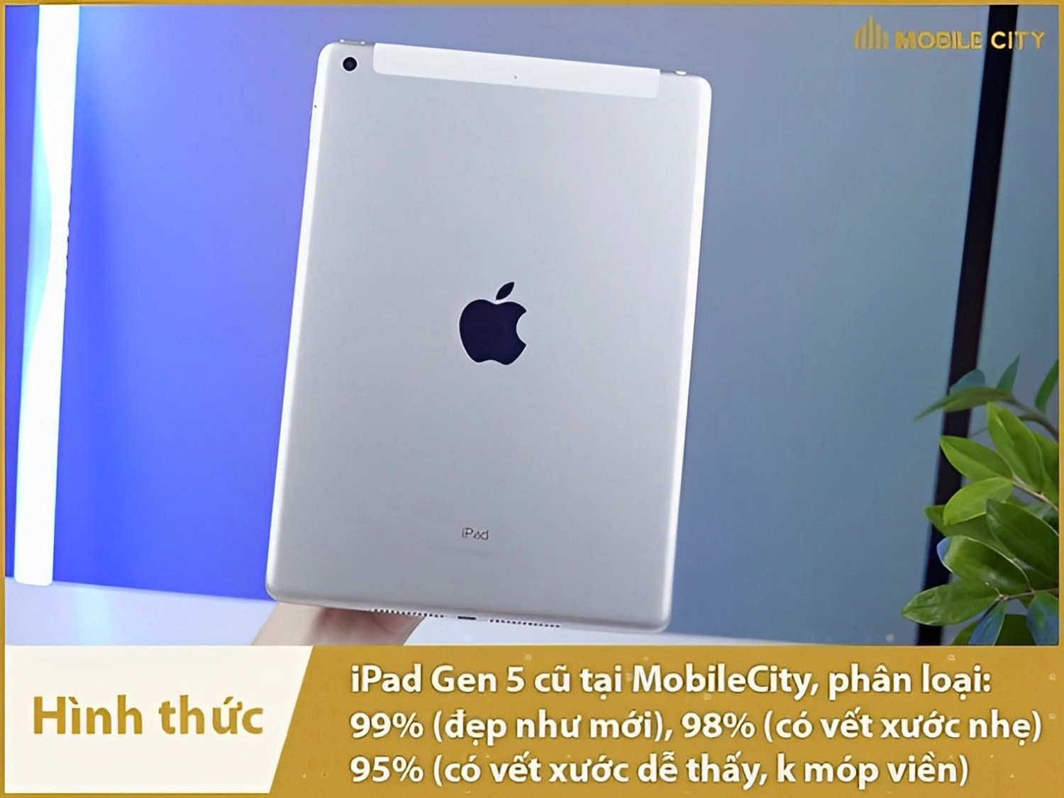 iPad Gen 5 cũ chia thành các loại 99% (như mới), 98% và 97%