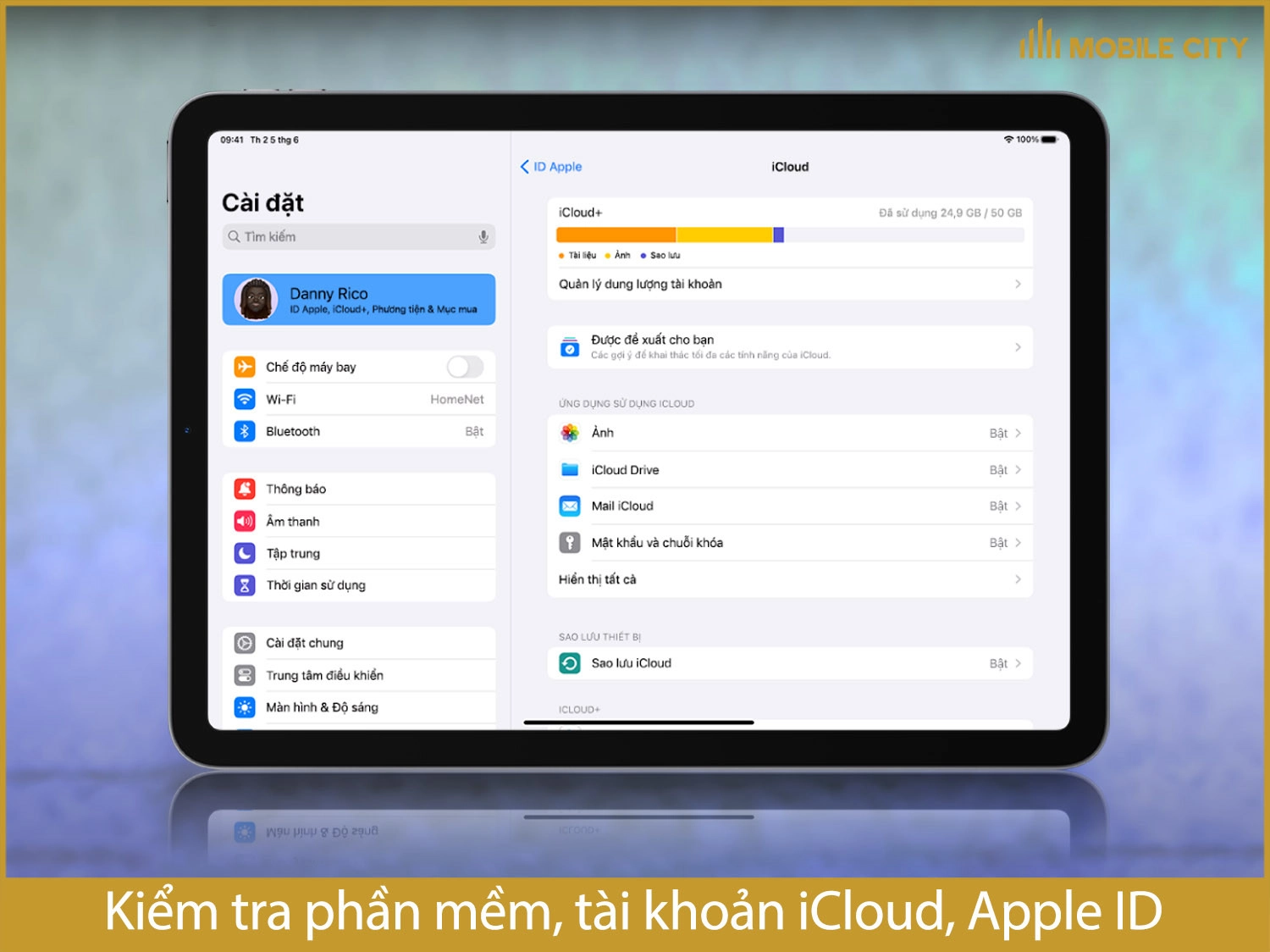 Kiểm tra phần mềm, tài khoản iCloud, Apple ID