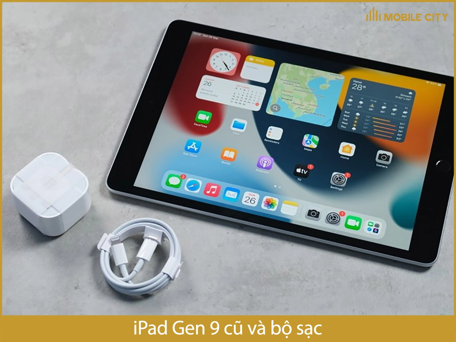 iPad Gen 9 cũ và bộ sạc