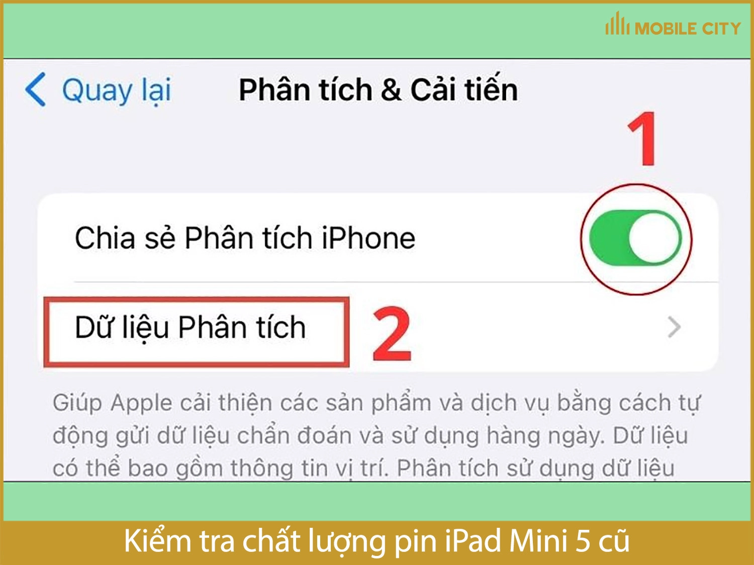 Kiểm tra chất lượng pin iPad Mini 5 cũ