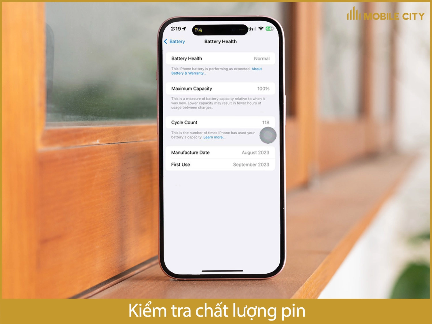 Kiểm tra chất lượng pin và tốc độ sạc iPhone 15 cũ