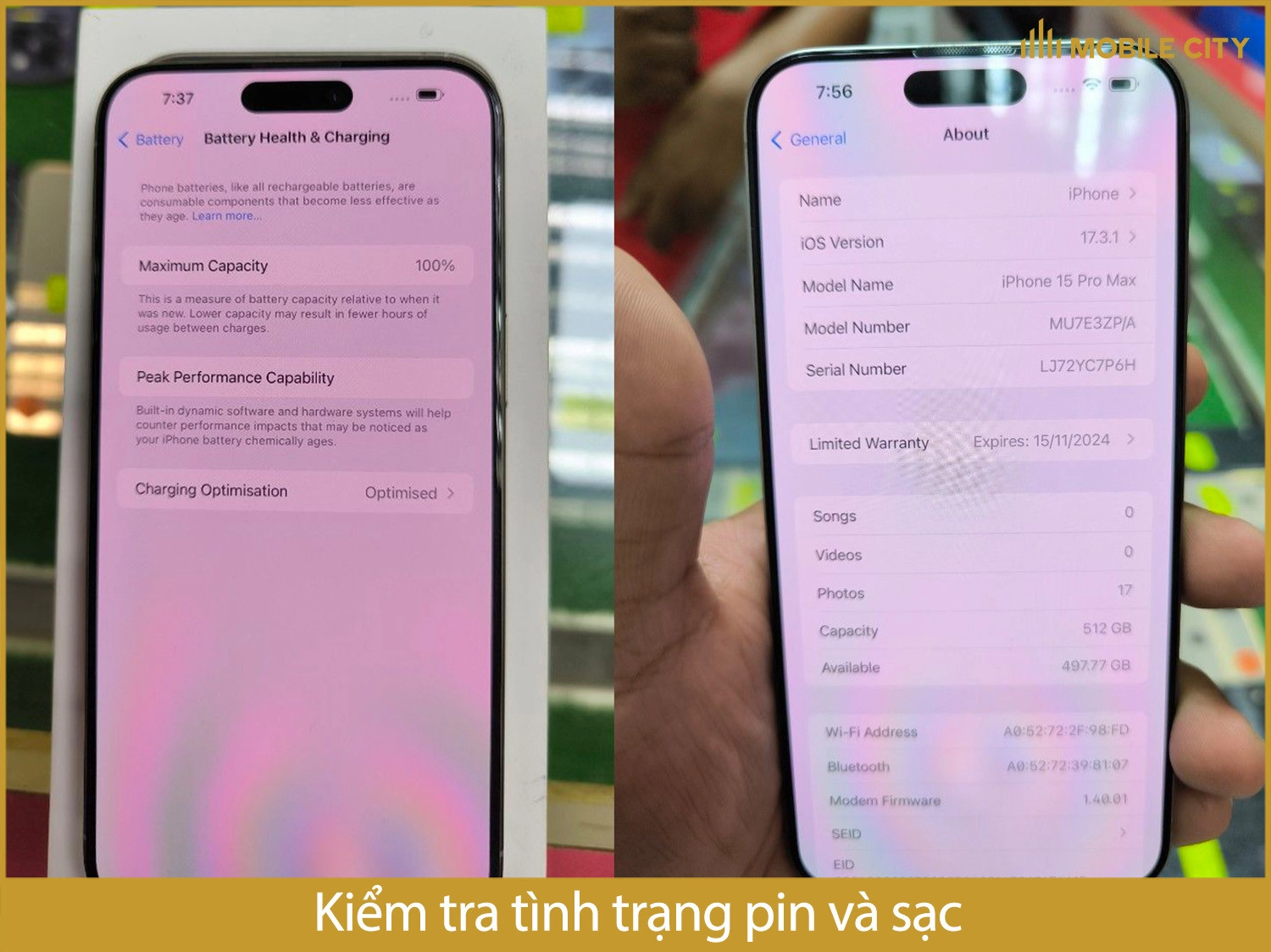 iPhone 15 Pro Max cũ pin vẫn còn 100%