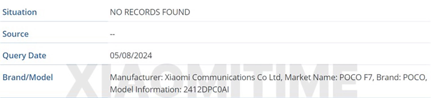 POCO F7 xuất hiện trên trang chứng nhận