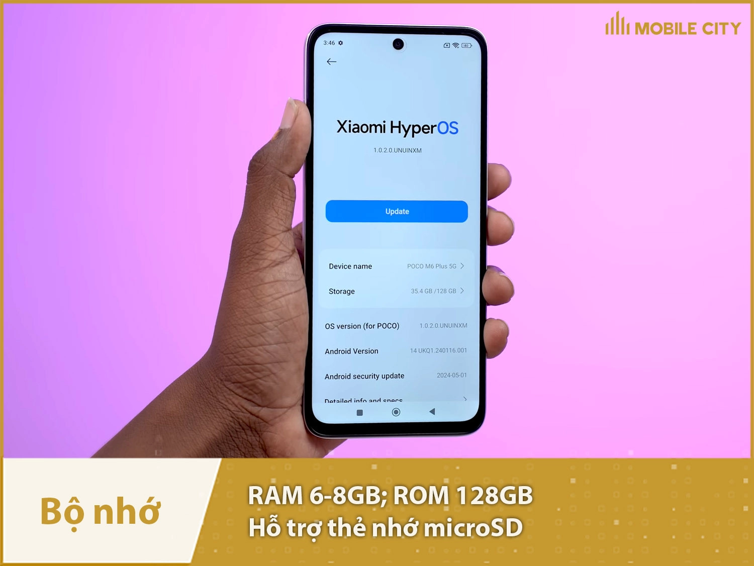 Xiaomi POCO M6 Plus có 2 phiên bản bộ nhớ: 6-128GB và 8-128GB