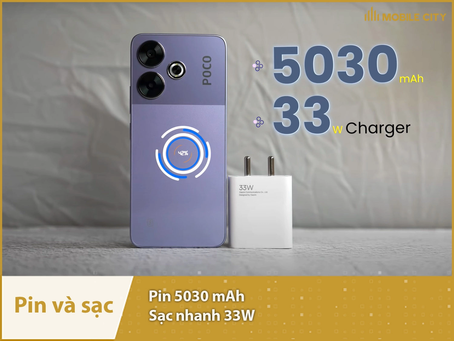 Pin 5030mAh, sạc nhanh 33W