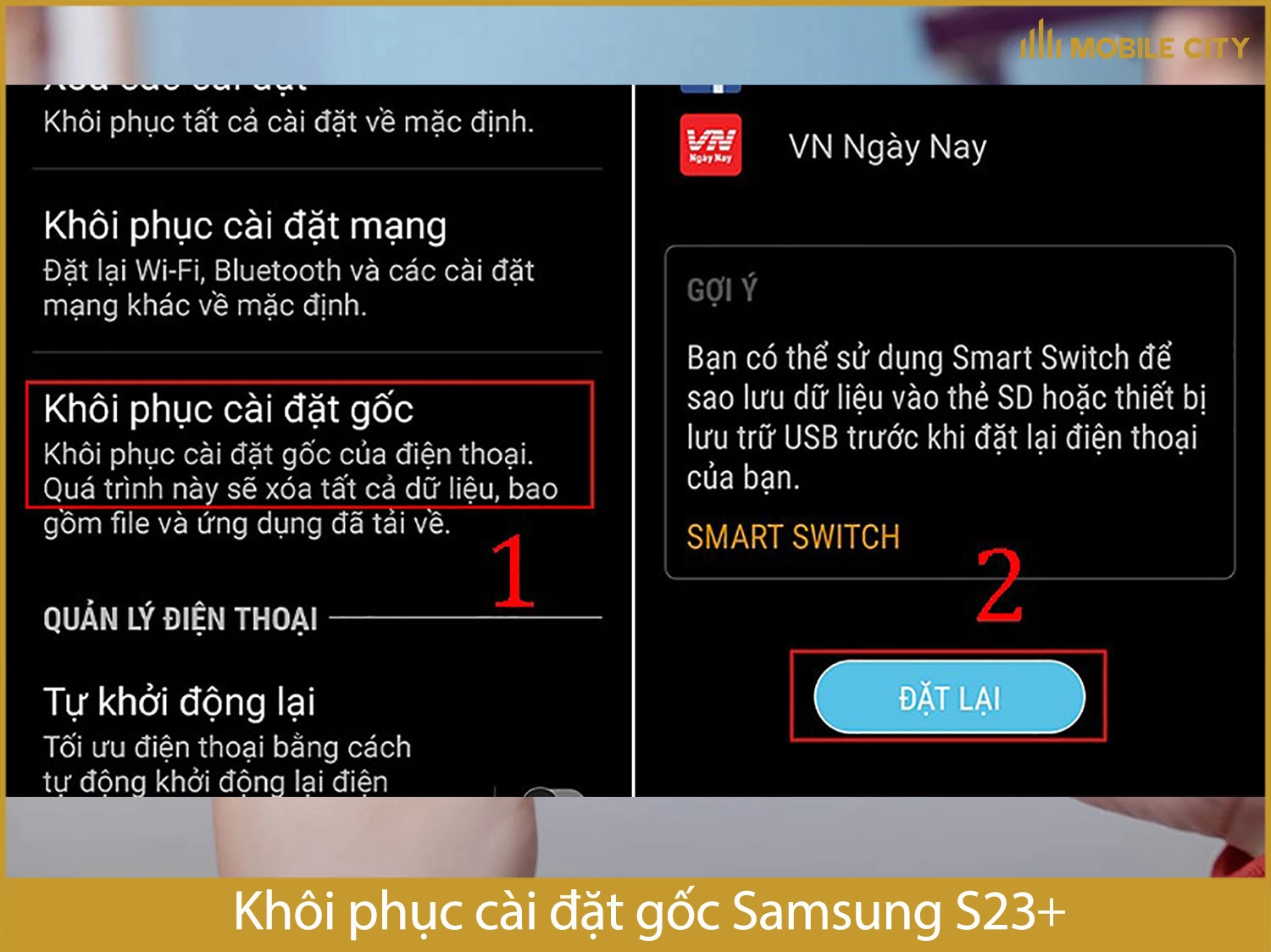 Khôi phục cài đặt gốc Samsung S23 Plus cũ