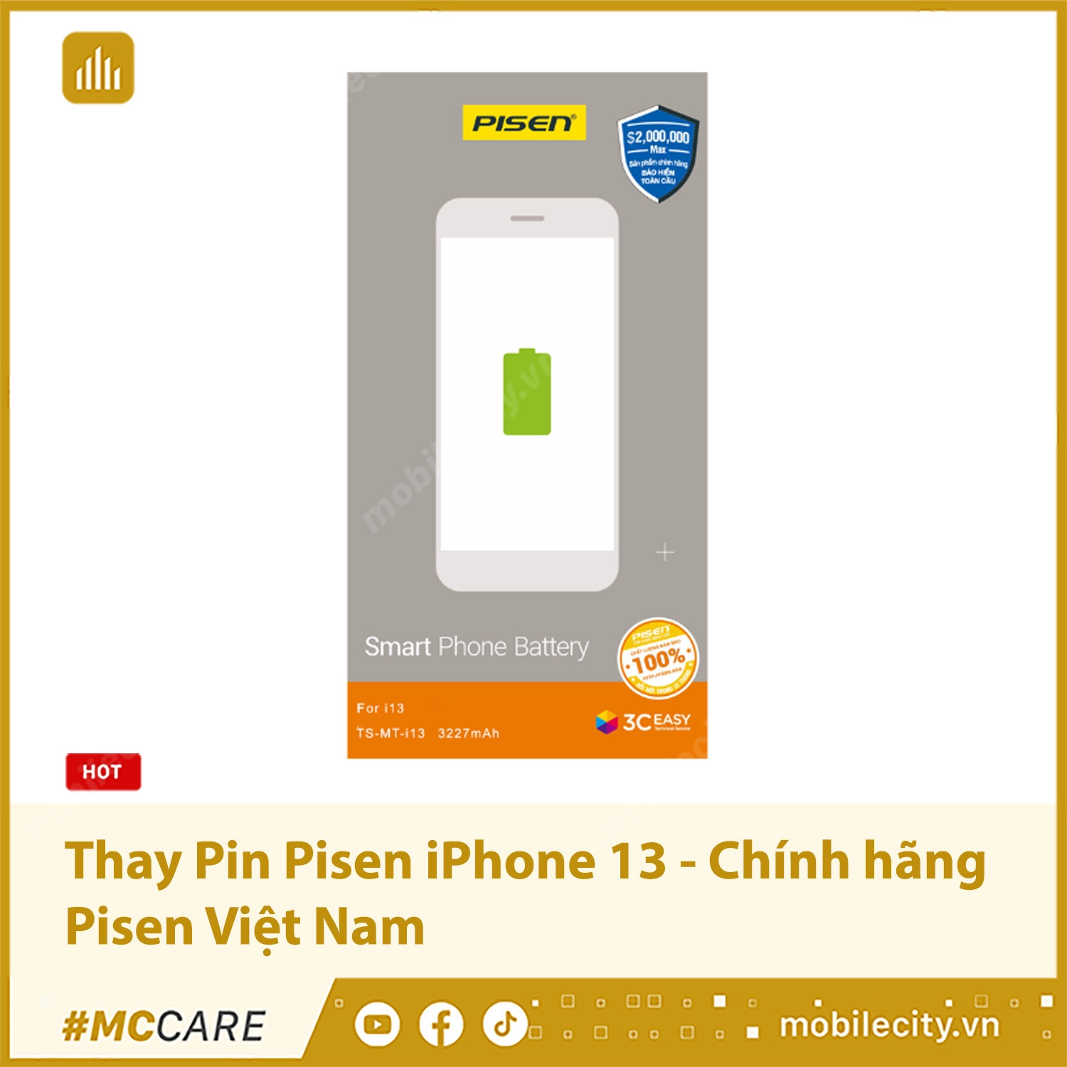 Thay Pin Pisen iPhone 13 - Chính hãng Pisen Việt Nam