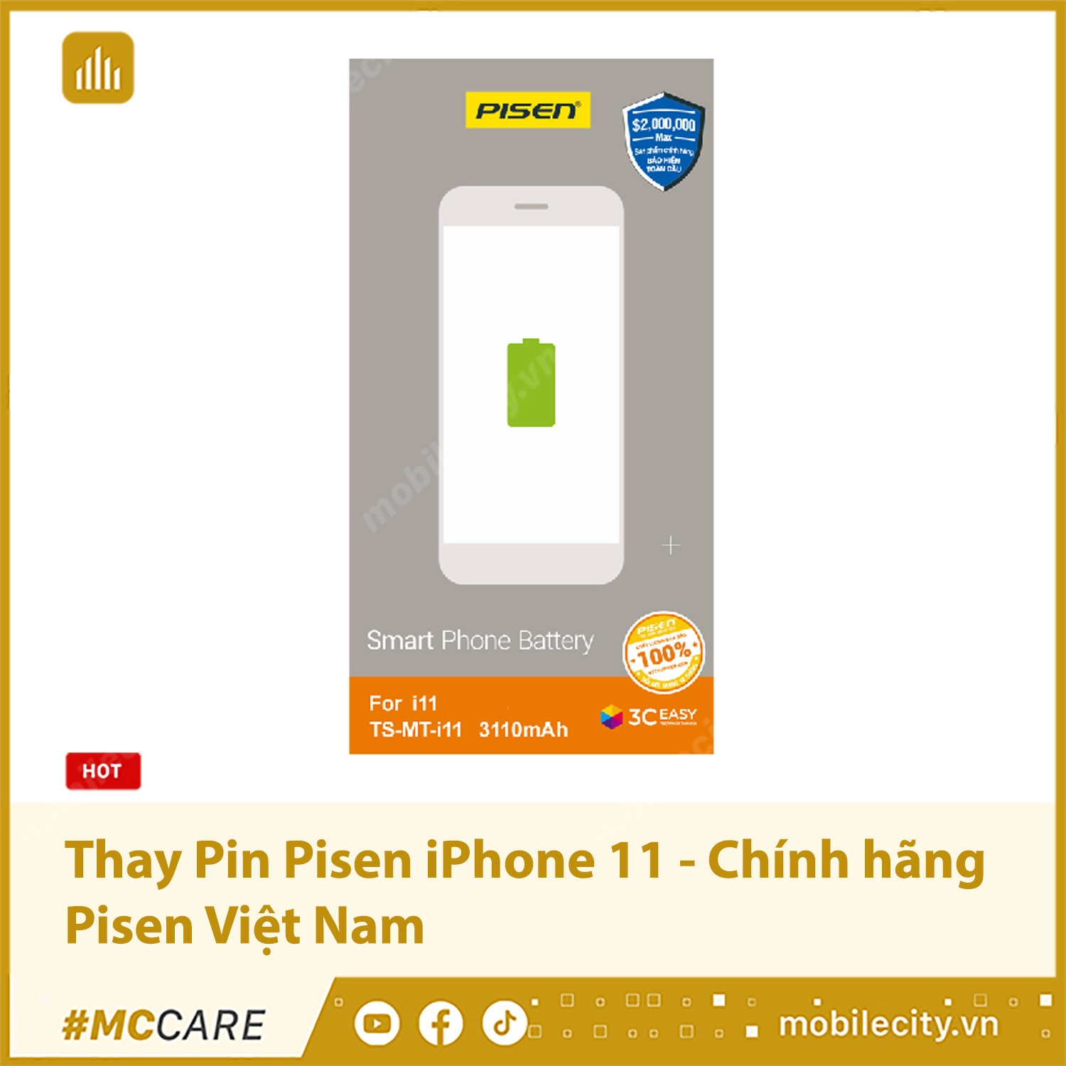 Thay Pin Pisen iPhone 11 - Chính hãng Pisen Việt Nam