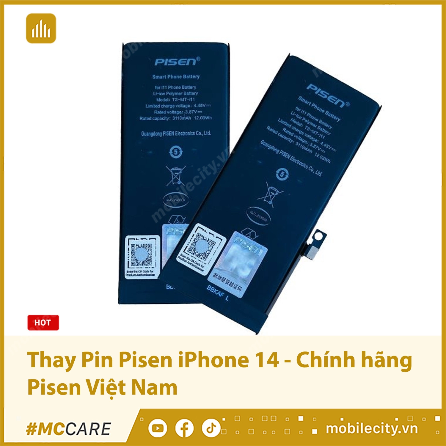 Thay Pin Pisen iPhone 14 - Chính hãng Pisen Việt Nam