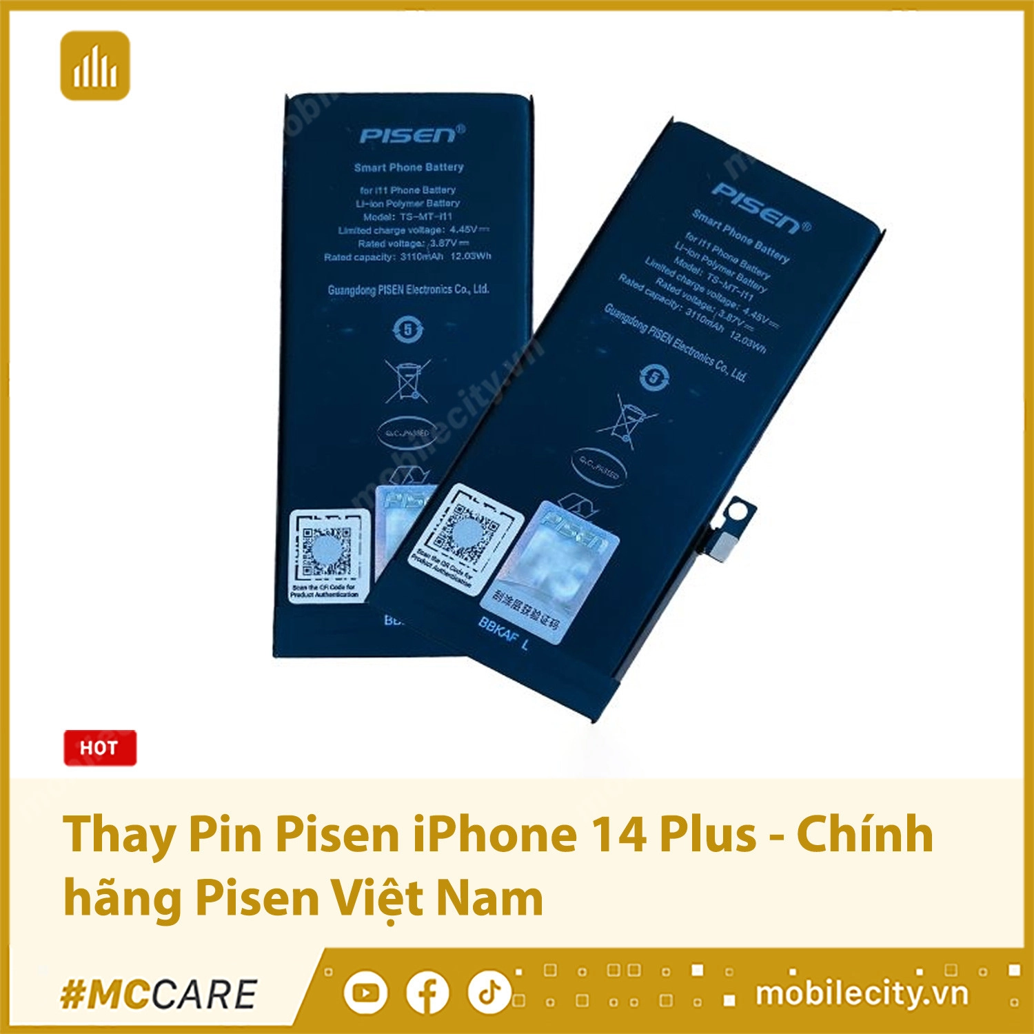 Thay Pin Pisen iPhone 14 Plus - Chính hãng Pisen Việt Nam