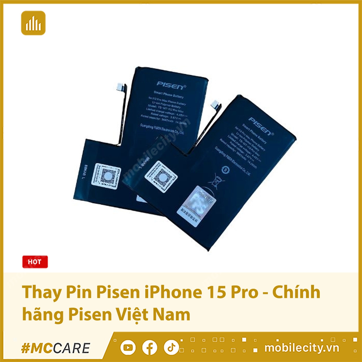 Thay Pin Pisen iPhone 15 Pro - Chính hãng Pisen Việt Nam