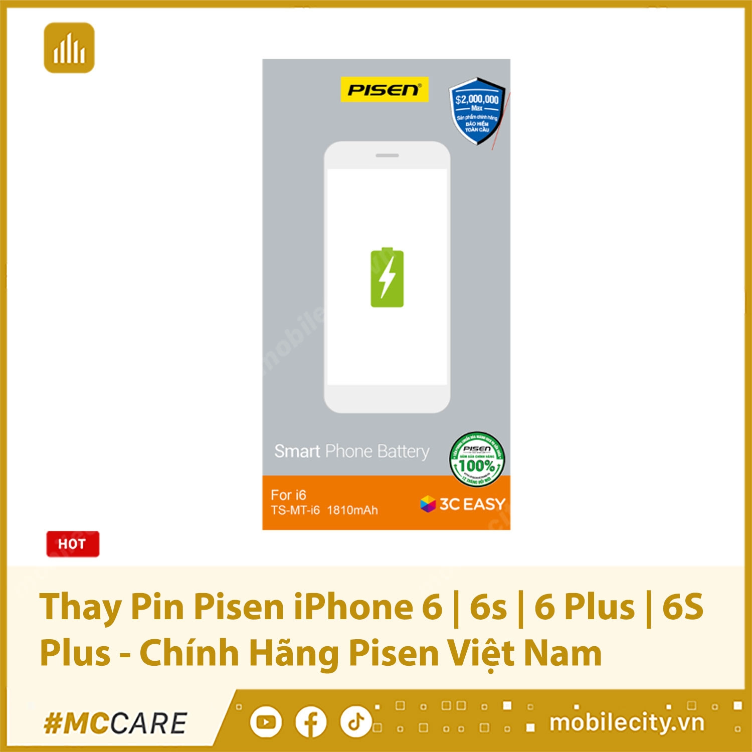 Bảng giá thay Pin Pisen iPhone 6