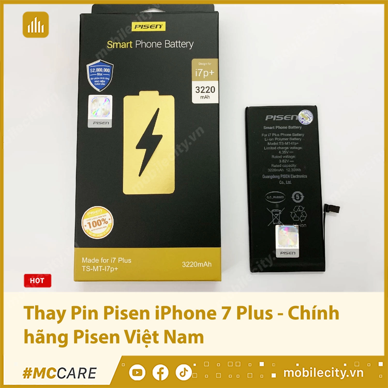 Thay Pin Pisen iPhone 7 Plus - Chính hãng Pisen Việt Nam