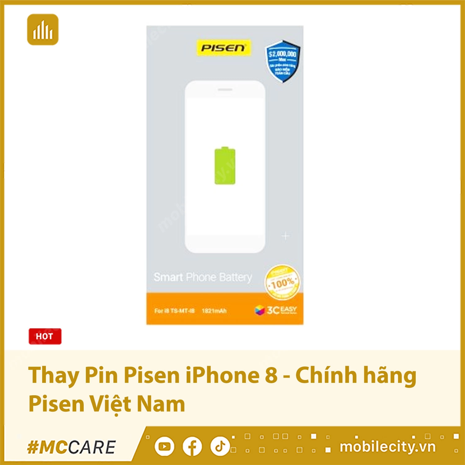 Thay Pin Pisen iPhone 8 - Chính hãng Pisen Việt Nam