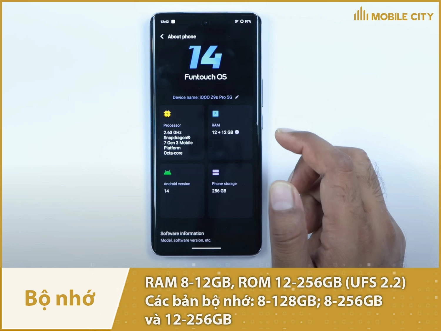 Vivo iQOO Z9s Pro có RAM 8-12GB; bộ nhớ trong 128-256GB