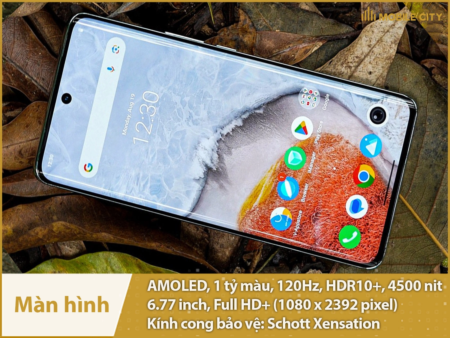 Màn hình AMOLED kích thước lớn, sắc nét