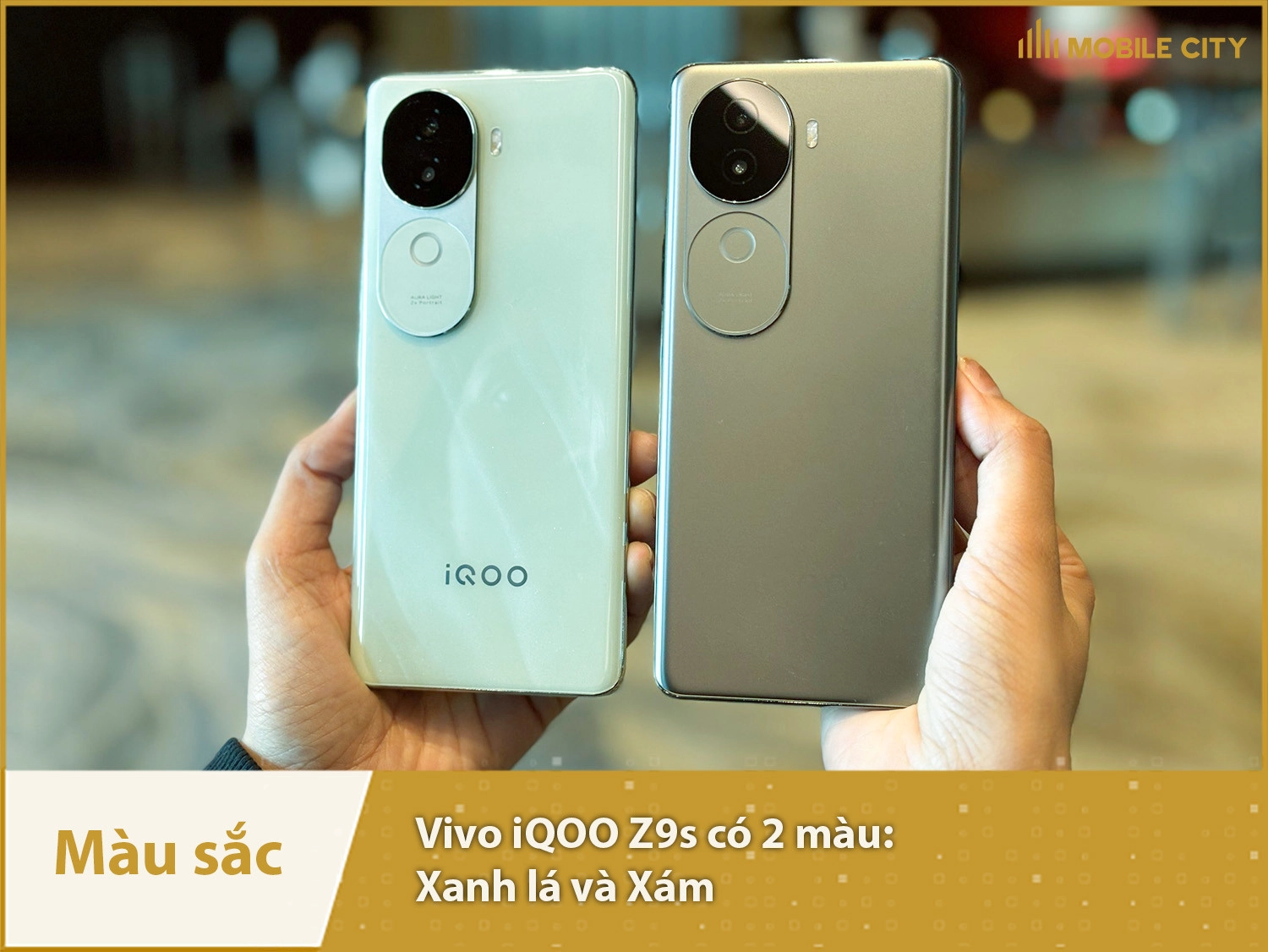 Vivo iQOO Z9s có 2 màu: Xanh và Xám