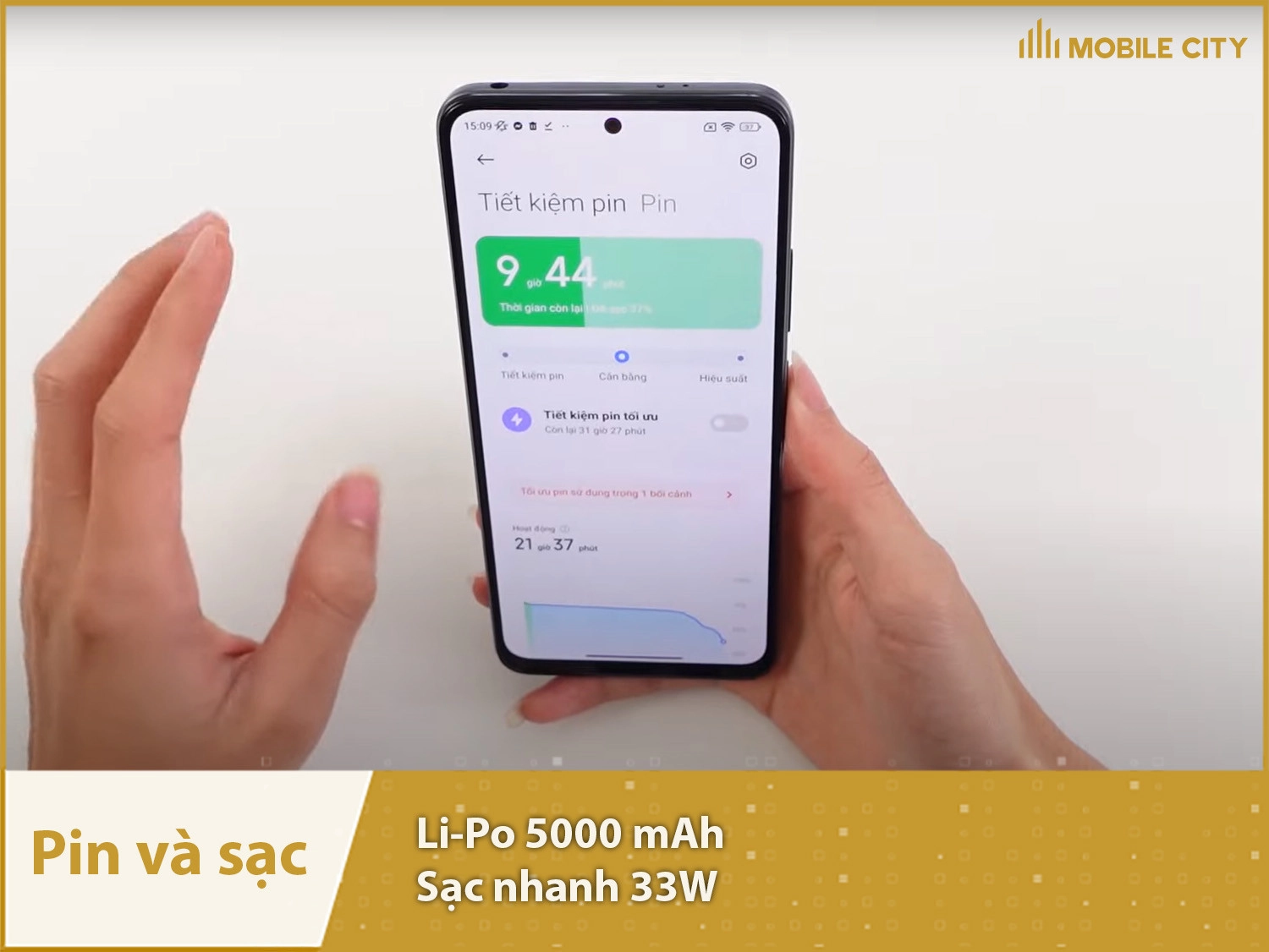 Pin đủ lớn 5000mAh, sạc nhanh 33W