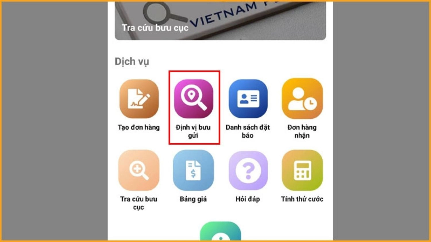 Chọn định vị bưu gửi