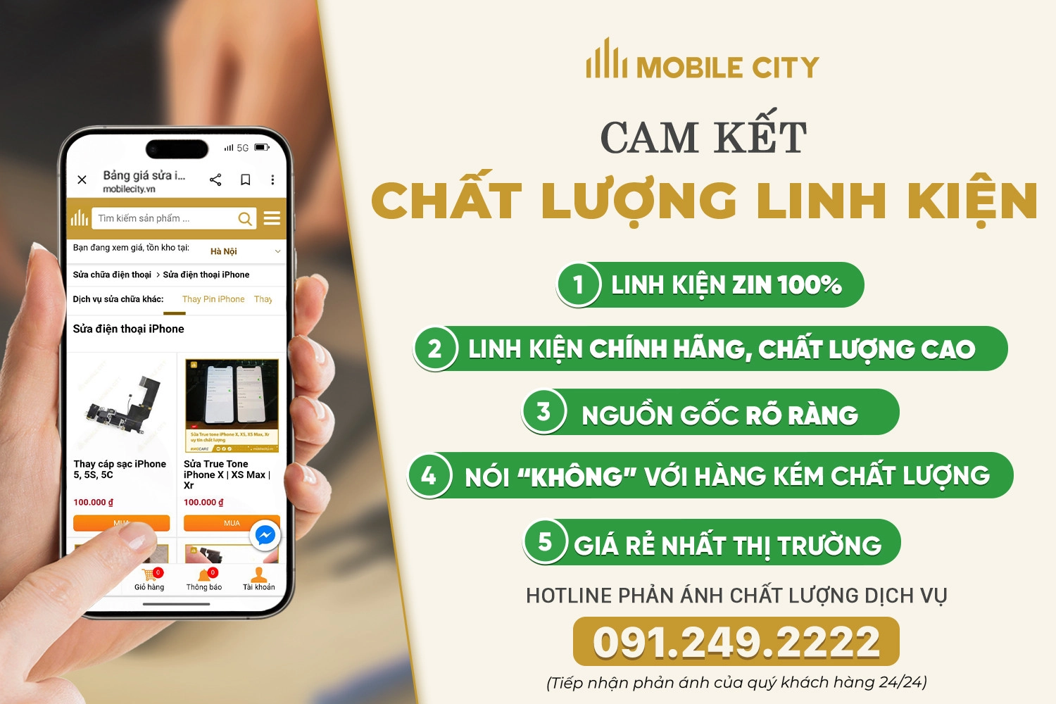 Cam kết về chất lượng linh kiện