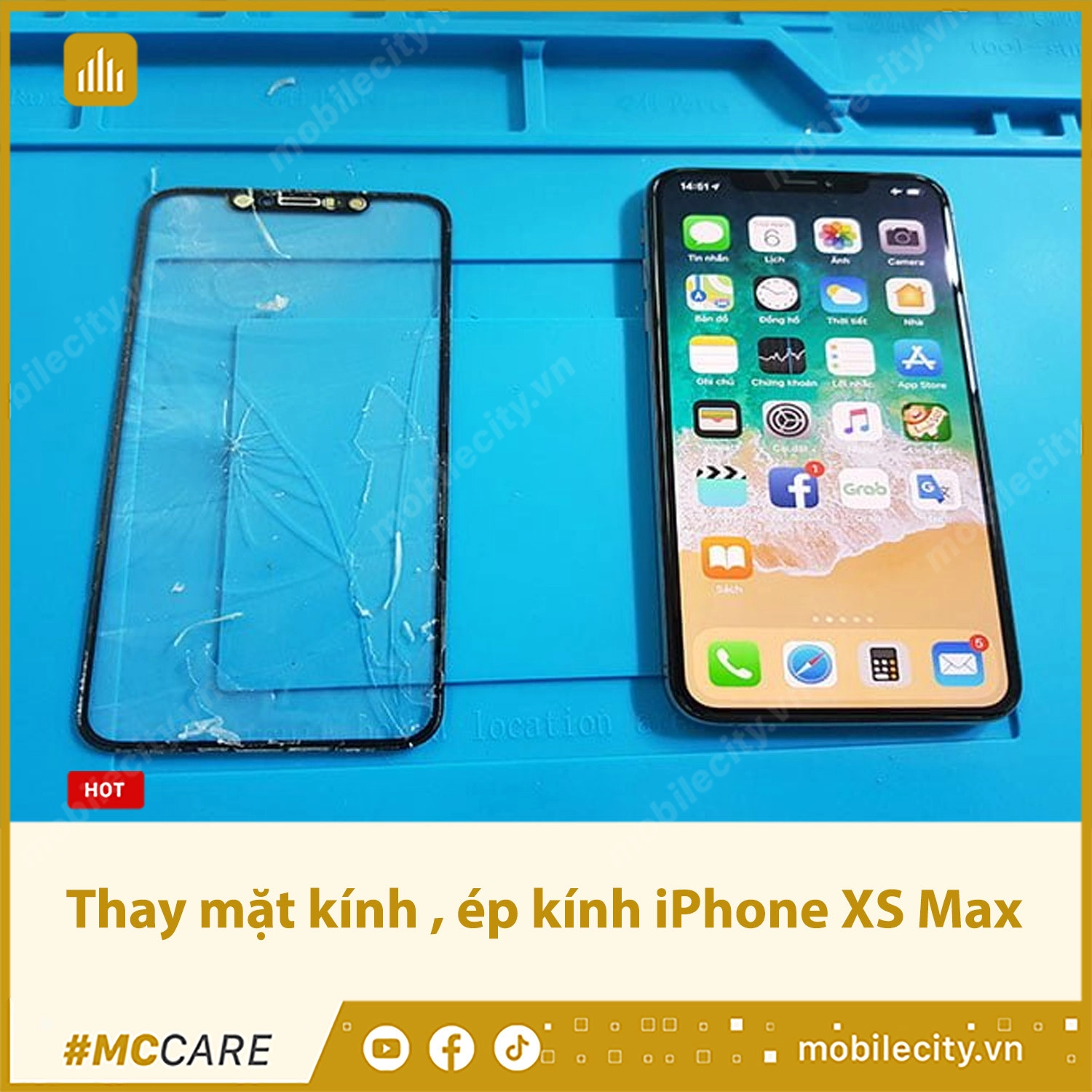 Thay mặt kính, ép kính iPhone XS Max