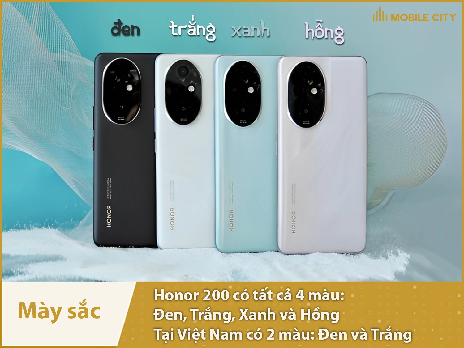 Honor 200 5G Chính hãng có 2 màu Đen và Trắng