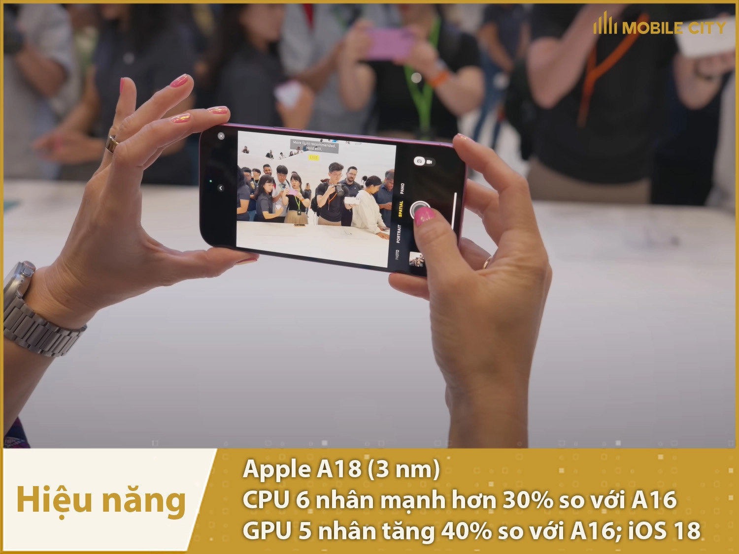 Hiệu năng cực mạnh với chip A18, phần mềm iOS 18 cực mượt